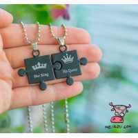 Кулон парный для влюбленных "Пазлы. His Queen. Her King". Цена за 1 пару